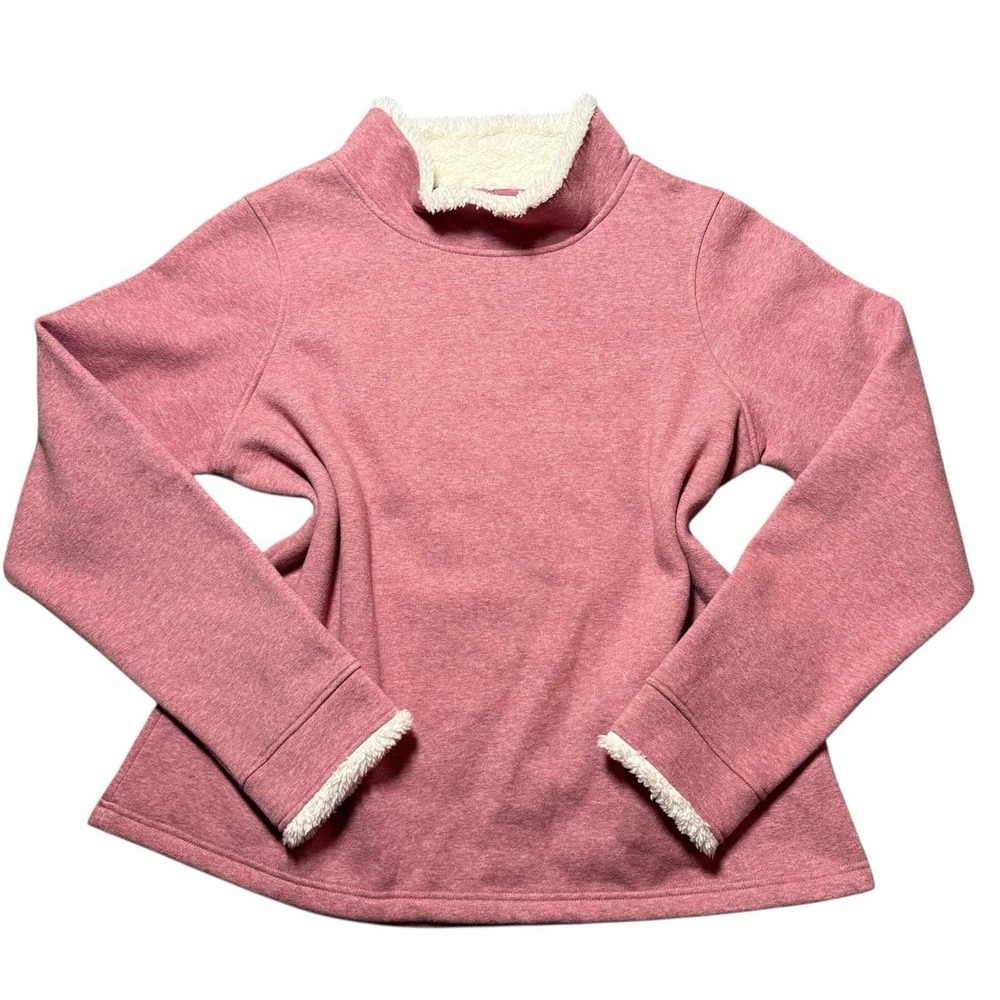 Orvis‎ Womens Sherpa Lined Pullover Sweatshirt Pink Mock Neck Size L